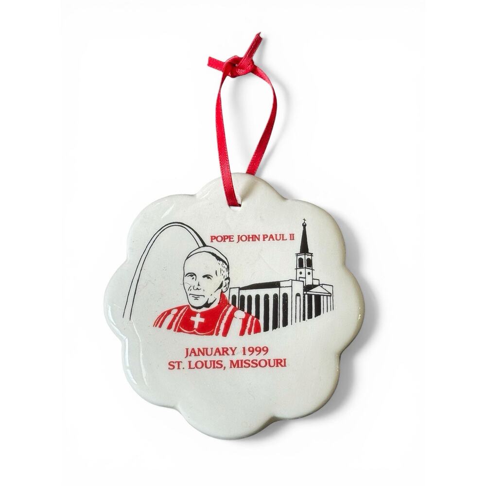 Pope John Paul II Ceramic Ornament January 1999 St Louis Missouri Visit Souvenir